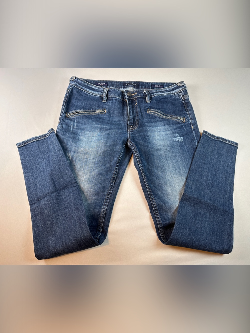 Vigoss Jagger Skinny Jeans Womens Size 31 Washed Blue Straight Zipper